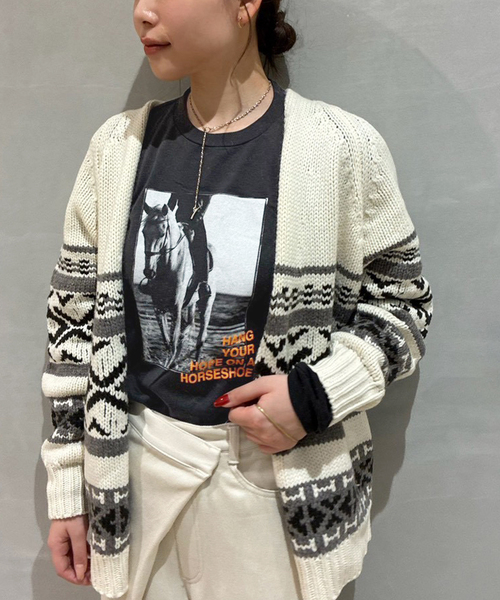 FRAMeWORK（フレームワーク）の「ホースフォトロングTシャツ（Tシャツ/カットソー・レディース・チャコールグレー/ホワイト・FREE）」の15枚目の写真