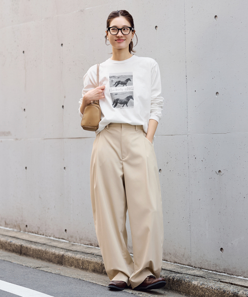 FRAMeWORK（フレームワーク）の「ホースフォトロングTシャツ（Tシャツ/カットソー・レディース・チャコールグレー/ホワイト・FREE）」の19枚目の写真