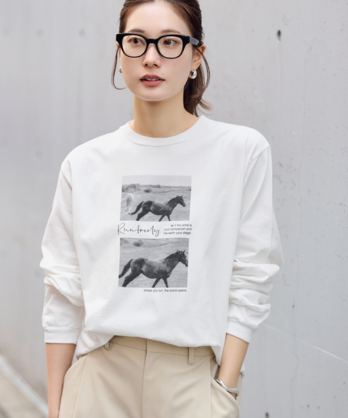 FRAMeWORK（フレームワーク）の「ホースフォトロングTシャツ（Tシャツ/カットソー・レディース・チャコールグレー/ホワイト・FREE）」の21枚目の写真