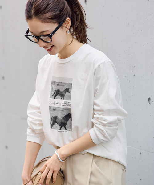 FRAMeWORK（フレームワーク）の「ホースフォトロングTシャツ（Tシャツ/カットソー・レディース・チャコールグレー/ホワイト・FREE）」の22枚目の写真