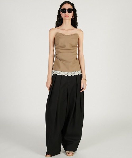 PRANK PROJECT（プランクプロジェクト）の「【2026Spring Pre-Order】ドレープベアトップ / Drape Bear Top（チューブトップ・レディース・ブラック/ベージュ・FREE）」の5枚目の写真