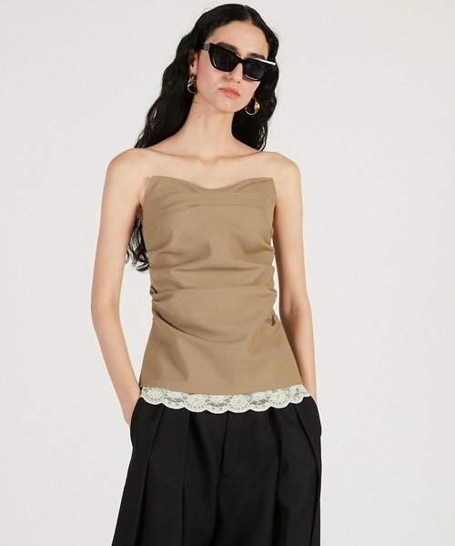 PRANK PROJECT（プランクプロジェクト）の「【2026Spring Pre-Order】ドレープベアトップ / Drape Bear Top（チューブトップ・レディース・ブラック/ベージュ・FREE）」の10枚目の写真