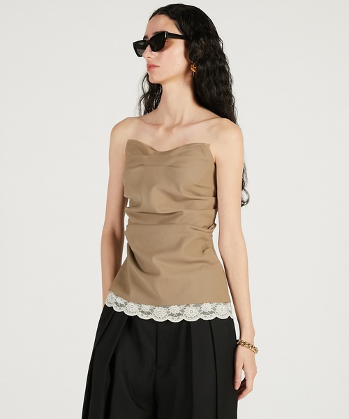 PRANK PROJECT（プランクプロジェクト）の「【2026Spring Pre-Order】ドレープベアトップ / Drape Bear Top（チューブトップ・レディース・ブラック/ベージュ・FREE）」の11枚目の写真