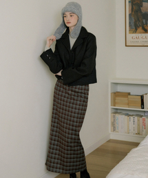 EOT SOFT CHECK MAXI SKIRT GREEN CHOCO