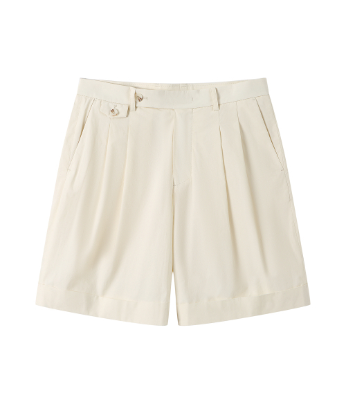 SOLEW(ソル)の「コットンツーピンタックショートパンツ_アイボリー(その他パンツ・メンズ・その他・MEDIUM/LARGE/X-LARGE)」の1枚目の写真
