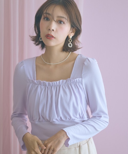 marun（マルン）の「＜大きいサイズ＞ギャザーデザインカットソートップス marun（Tシャツ/カットソー・レディース・ラベンダー/ブラック・5L/4L/3L/LL/L）」の15枚目の写真