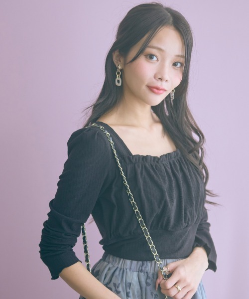 marun（マルン）の「＜大きいサイズ＞ギャザーデザインカットソートップス marun（Tシャツ/カットソー・レディース・ラベンダー/ブラック・5L/4L/3L/LL/L）」の16枚目の写真