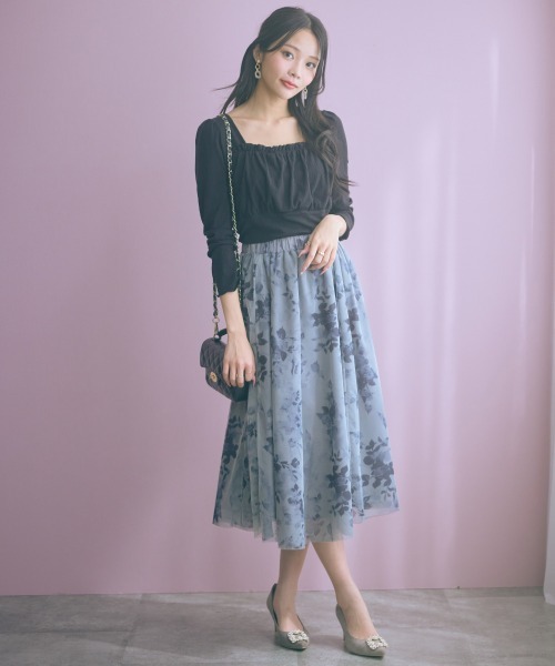 marun（マルン）の「＜大きいサイズ＞ギャザーデザインカットソートップス marun（Tシャツ/カットソー・レディース・ラベンダー/ブラック・5L/4L/3L/LL/L）」の7枚目の写真