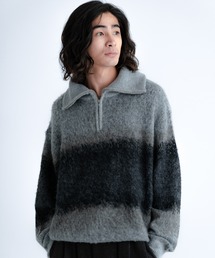 Wool blend gradation zip knit / ウールブレンドグラデーションジップニット