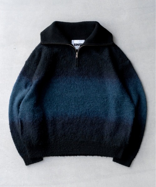 SINSS ウールブレンドグラデーションジップニット　M Wool blend gradation zip knit / ウールブレンドグラデーションジップ