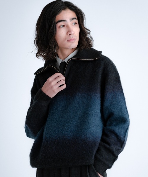 Wool blend gradation zip knit / ウールブレンドグラデーションジップ