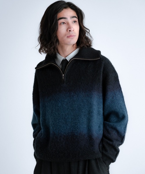 Wool blend gradation zip knit / ウールブレンドグラデーションジップ