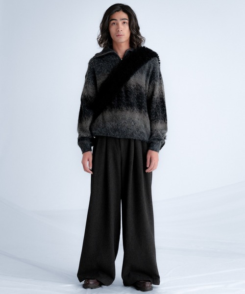 Wool blend gradation zip knit / ウールブレンドグラデーションジップ