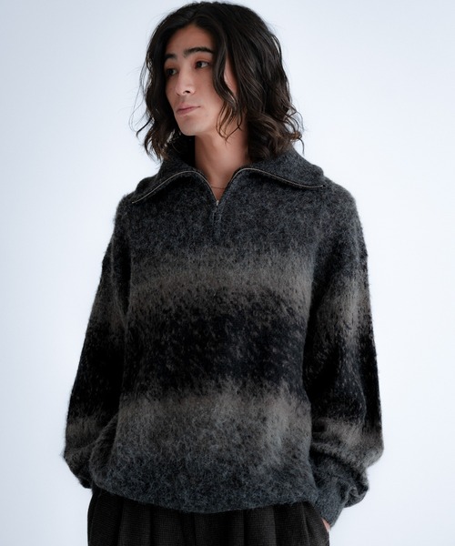 SINSS（シンス）の「Wool blend gradation zip knit / ウールブレンドグラデーションジップニット（ニット/セーター・メンズ・ブラック×グレー/ホワイト×ブラック/ブラック×ブルー・X-SMALL/SMALL/MEDIUM/LARGE）」の12枚目の写真