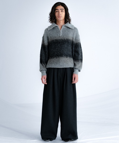 Wool blend gradation zip knit / ウールブレンドグラデーションジップ