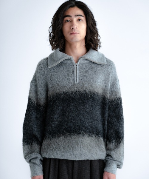 SINSS（シンス）の「Wool blend gradation zip knit / ウールブレンドグラデーションジップニット（ニット/セーター・メンズ・ブラック×グレー/ホワイト×ブラック/ブラック×ブルー・X-SMALL/SMALL/MEDIUM/LARGE）」の15枚目の写真