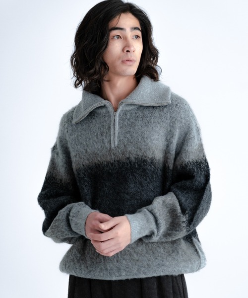 Wool blend gradation zip knit / ウールブレンドグラデーションジップ