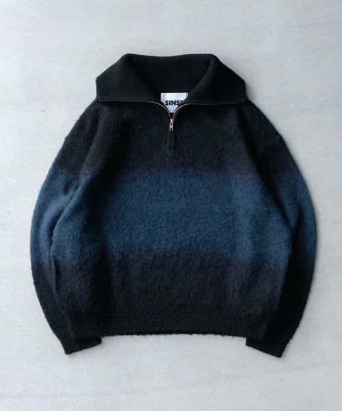 セール】Wool blend gradation zip knit / ウールブレンド
