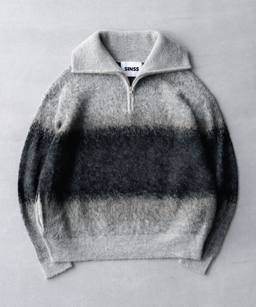 Wool blend gradation zip knit / ウールブレンドグラデーションジップ