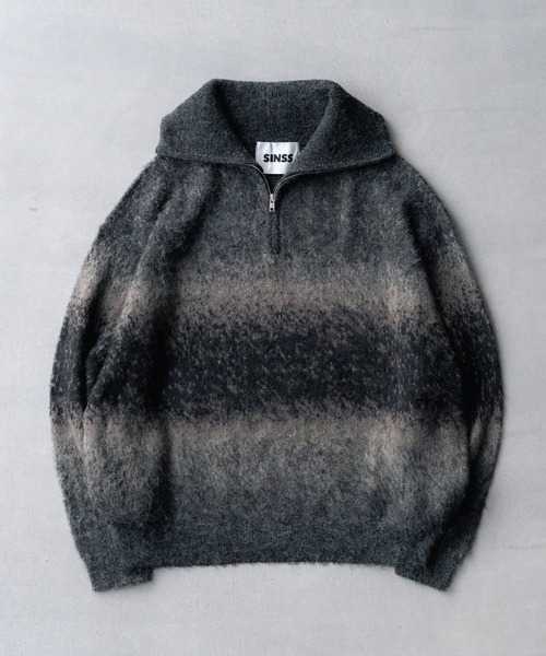Wool blend gradation zip knit / ウールブレンドグラデーションジップ