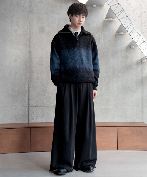 Wool blend gradation zip knit / ウールブレンドグラデーションジップ