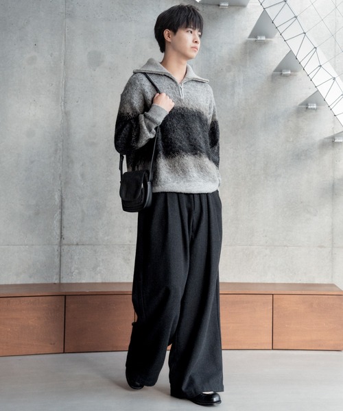 Wool blend gradation zip knit / ウールブレンドグラデーションジップ