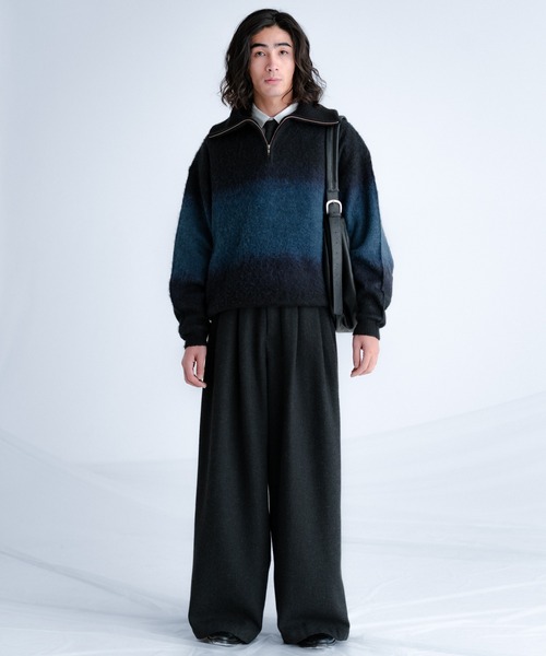 Wool blend gradation zip knit / ウールブレンドグラデーションジップ