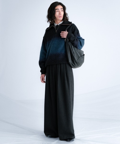 Wool blend gradation zip knit / ウールブレンドグラデーションジップ