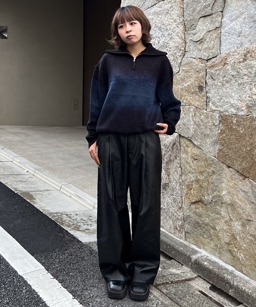 SINSS ウールブレンドグラデーションジップニット　M Wool blend gradation zip knit / ウールブレンドグラデーションジップ