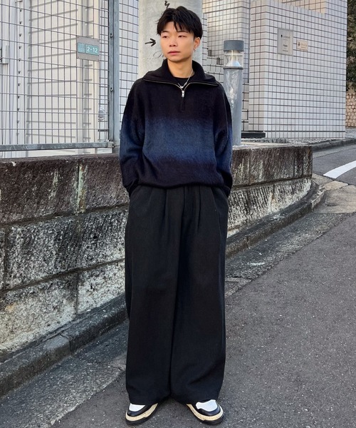 セール】Wool blend gradation zip knit / ウールブレンド
