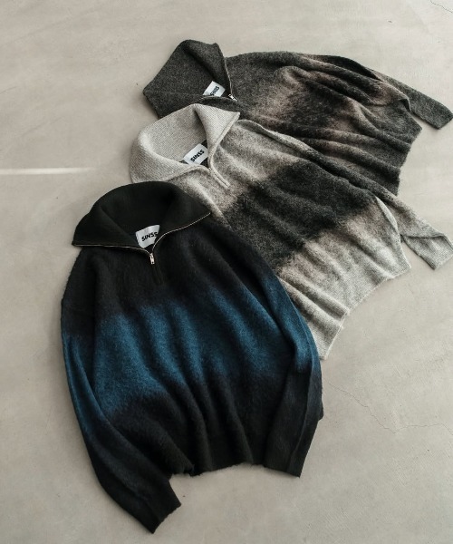 Wool blend gradation zip knit / ウールブレンドグラデーションジップ