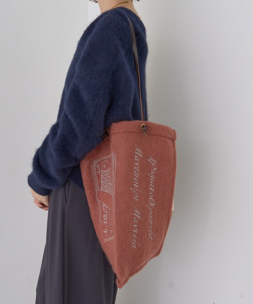 manipuri（マニプリ）の「【manipuri/マニプリ】刺繍プリントトートバックL（トートバッグ・レディース・アイボリー/ワイン・フリー）」の7枚目の写真