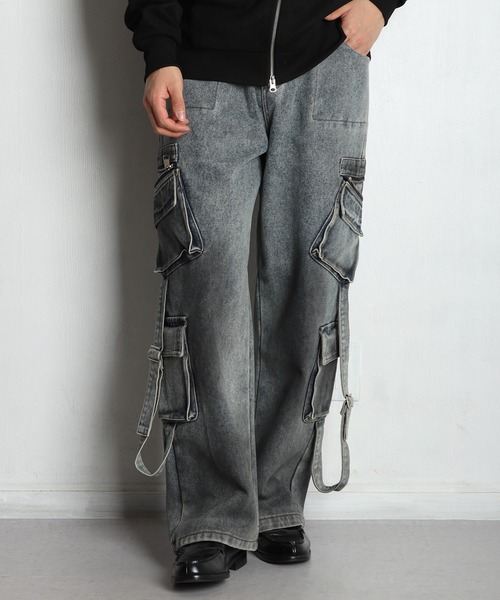 WESTSEA(ウエストシー)の「ウォッシュ加工 裏起毛 イージーデニムパンツ カーゴディテール(デニムパンツ・メンズ・ブラック/ブルー/グレー・M/L/XL)」の3枚目の写真