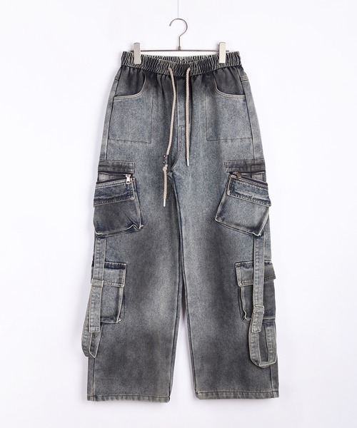 WESTSEA(ウエストシー)の「ウォッシュ加工 裏起毛 イージーデニムパンツ カーゴディテール(デニムパンツ・メンズ・ブラック/ブルー/グレー・M/L/XL)」の7枚目の写真