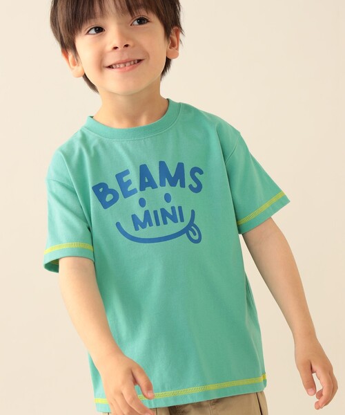 BEAMS mini（ビームスミニ）の「スマイル ロゴ Tシャツ 2026SS（90～130cm）外遊び プチプラ 保育園 通学 定番（Tシャツ/カットソー・キッズ・ケリーグリーン/ネイビー/レッド系その他2/オフホワイト・90/110/120/130/100）」の3枚目の写真