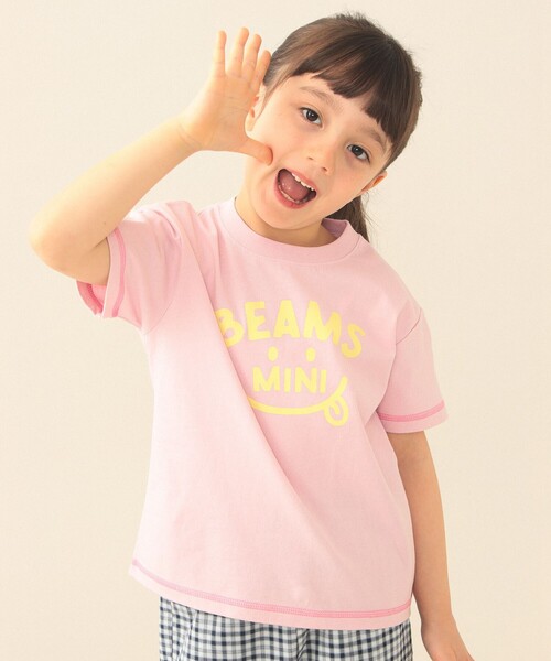 BEAMS mini（ビームスミニ）の「スマイル ロゴ Tシャツ 2026SS（90～130cm）外遊び プチプラ 保育園 通学 定番（Tシャツ/カットソー・キッズ・ケリーグリーン/ネイビー/レッド系その他2/オフホワイト・90/110/120/130/100）」の4枚目の写真