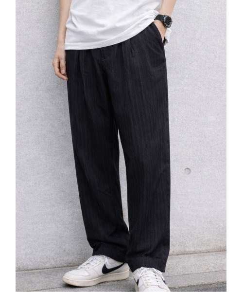 Sakka（サッカ）の「ピンストライプMODEワイドパンツ（スラックス・メンズ・ブラック・LARGE/MEDIUM）」の6枚目の写真