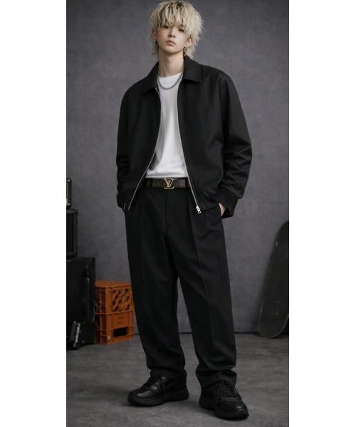 Sakka（サッカ）の「ピンストライプMODEワイドパンツ（スラックス・メンズ・ブラック・LARGE/MEDIUM）」の8枚目の写真