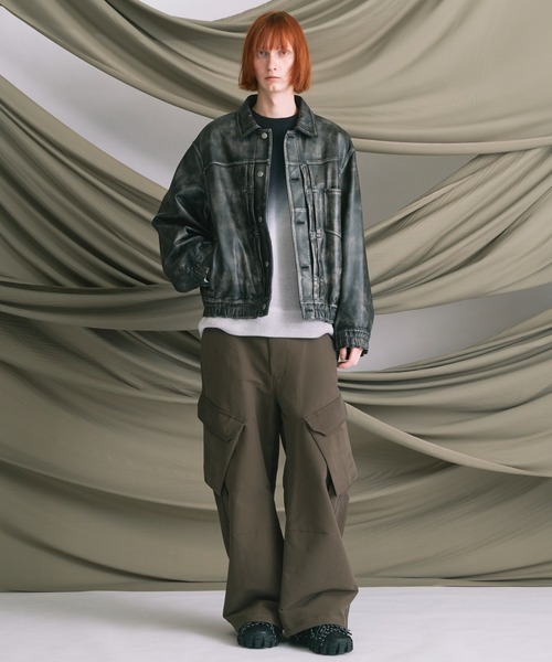 MAISON SPECIAL(メゾンスペシャル)の「《UNISEX》Cotton Bulky Acrylic Blend Prime-Over Gradation Dyeing Knit/コットンバルキーアクリルブレンドグラデーションダイニット【MAISON SPECIAL/メゾンスペシャル】(ニット/セーター・メンズ・ブラック/ブルー・0/1/2)」の4枚目の写真