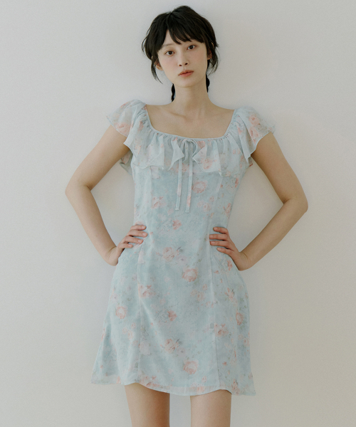 REORG(リオルグ)の「WOI FLOWER PATTERN FRILL OPS MINT BLUE(ワンピース・レディース・その他・SMALL/MEDIUM/LARGE)」の1枚目の写真