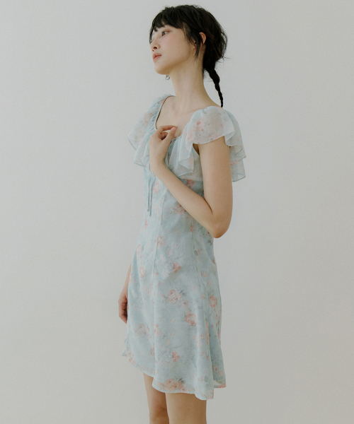 REORG(リオルグ)の「WOI FLOWER PATTERN FRILL OPS MINT BLUE(ワンピース・レディース・その他・SMALL/MEDIUM/LARGE)」の2枚目の写真