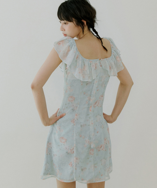 REORG(リオルグ)の「WOI FLOWER PATTERN FRILL OPS MINT BLUE(ワンピース・レディース・その他・SMALL/MEDIUM/LARGE)」の3枚目の写真