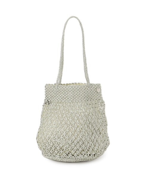 NE QUITTEZ PAS!（ヌキテパ）の「ne Quittez pas（ヌキテパ）METALLIC MACRAME TOTE（トートバッグ・レディース・シルバー・00）」の2枚目の写真