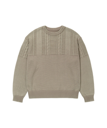 Washed Cable Pullover Beige