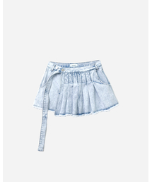 999HUMANITY（999ヒューマニティ）の「ベルト付きレイヤリングデニムスカート（アイス）（スカート）」