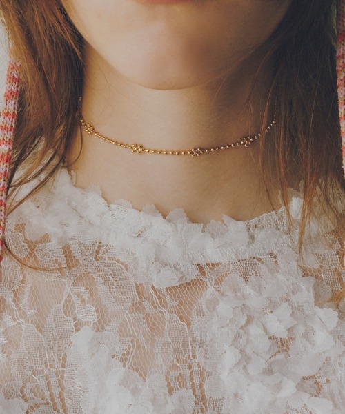 GOLDY（ゴールディ）の「フラワー チェーン チョーカー（チョーカー・レディース・ブラック/シルバー系2/ゴールド/シルバー系1・FREE）」の5枚目の写真
