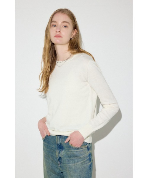 AZUL by moussy(アズールバイマウジー)の「カシミヤミックスクルーネックニット(ニット/セーター・レディース・ライトブルー/ブラック/オフホワイト/杢グレー/ライトイエロー・MEDIUM/SMALL)」の16枚目の写真