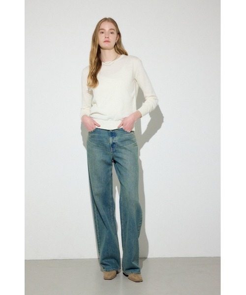 AZUL by moussy(アズールバイマウジー)の「カシミヤミックスクルーネックニット(ニット/セーター・レディース・ライトブルー/ブラック/オフホワイト/杢グレー/ライトイエロー・MEDIUM/SMALL)」の18枚目の写真