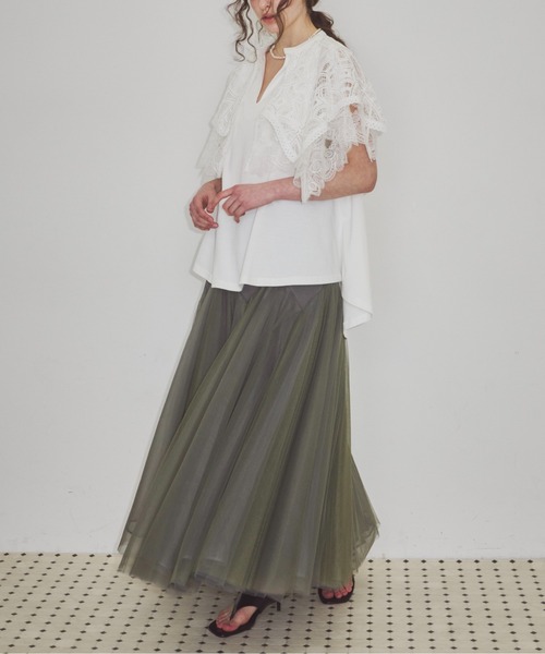 LA BELLE ETUDE(ラベルエチュード)の「【TEN by LA BELLE ETUDE】モチーフレースカラースキッパートップス(Tシャツ/カットソー・レディース・その他/ブラック/ホワイト・FREE)」の6枚目の写真