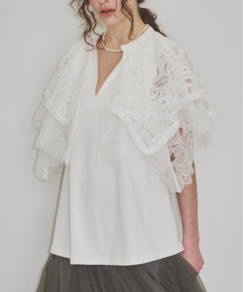 LA BELLE ETUDE(ラベルエチュード)の「【TEN by LA BELLE ETUDE】モチーフレースカラースキッパートップス(Tシャツ/カットソー・レディース・その他/ブラック/ホワイト・FREE)」の22枚目の写真